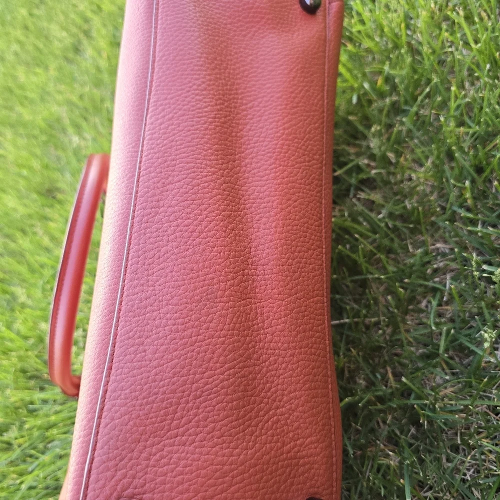 Coach Pebbled Leather Satchel in Rose Red